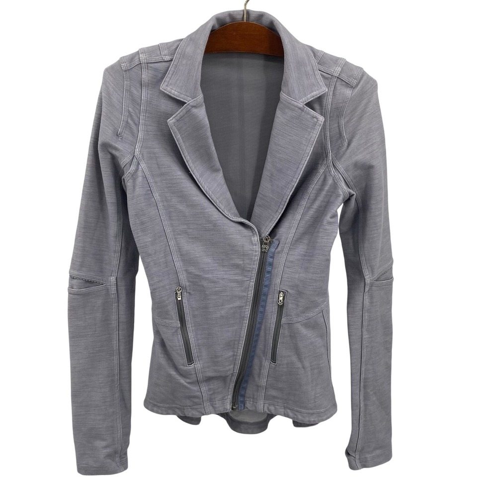 Lululemon‎ Womens 4 Ride On Zip Front Blazer Gray Jacket with Collar and Pockets